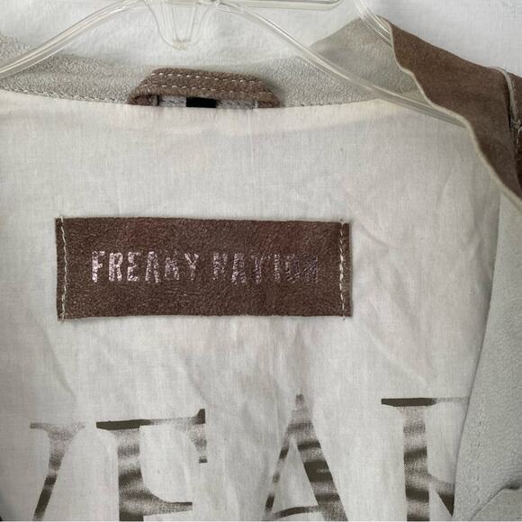 Freaky National Leather Cotton Lined Moto Biker Jacket Brown size small - Picture 10 of 11